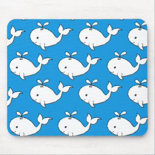 Tapis De Souris Dessin de baleine Motif à main bleue
