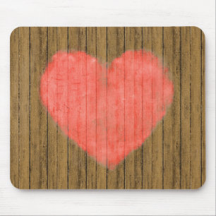 Tapis De Souris Dessin de coeur dans le mur en bois