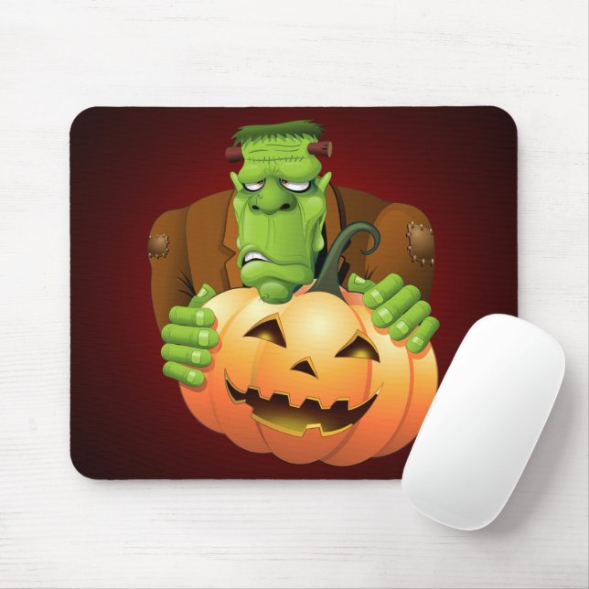 Tapis De Souris Dessin de Frankenstein Monster avec Citrouille (Avec souris)