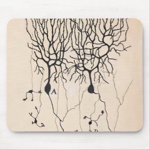 Tapis De Souris Dessin de neurone vintage par Santiago Ramón y Caj