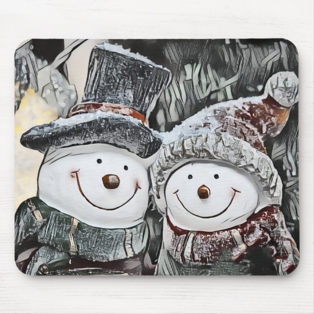 Tapis De Souris Dessin de Snowman et de Snow (Devant)