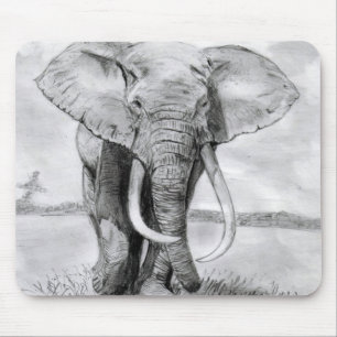 Tapis De Souris dessin d'éléphant africain dans la conception de