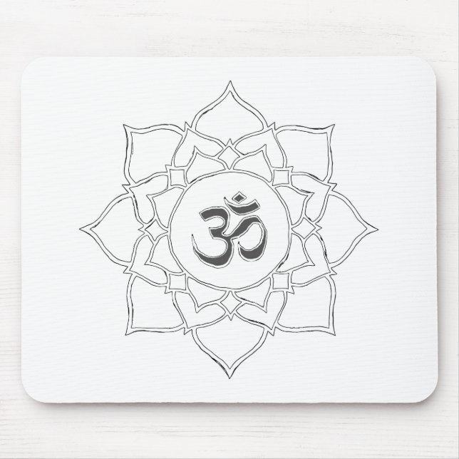 Tapis De Souris Dessin des symboles Lotus Flower Om (Devant)