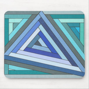 Tapis De Souris Dessin géométrique triangulaire bleu peint à la ma