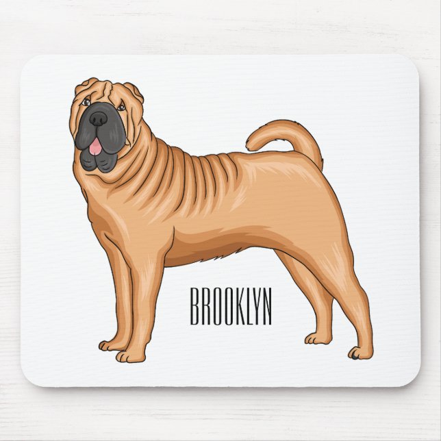 Tapis De Souris dessin humoristique chinois de chien Shar-Pei (Devant)