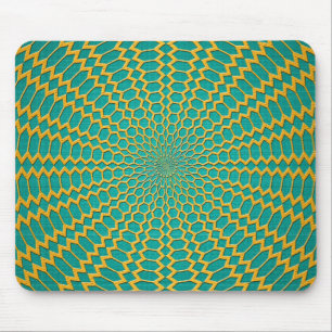 Tapis De Souris Dessin radial vert sarcelle sur fond or