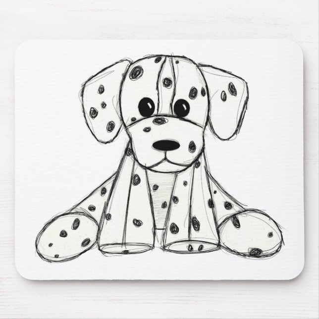 Tapis De Souris Dessin simple de contour de chien en peluche dalma (Devant)