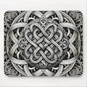 Tapis De Souris Détaillierte Schwarz-Weißer keltischer Knoten 0001
