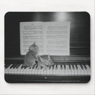 Tapis De Souris Deux chatons se reposant sur le clavier de piano