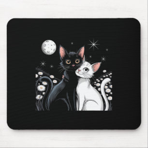 Tapis De Souris Deux Chats Couple Lune Amour Étreinte Saint-Valent