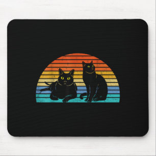 Tapis De Souris Deux chats noirs fond coloré amateurs de chats