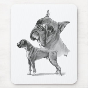 Tapis De Souris Deux chiens de boxeur