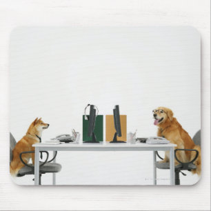Tapis De Souris Deux chiens portant la cravate et les lunettes, se