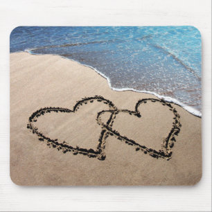 Tapis De Souris Deux Coeurs Dans Le Sable Mousepad