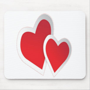 Tapis De Souris Deux Coeurs Rouges Mousepad