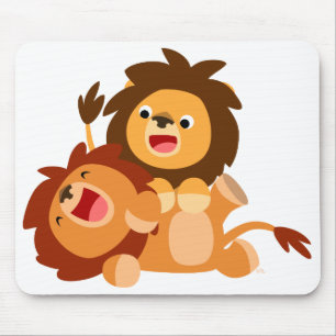 Tapis De Souris Deux Jolies Cartoon Lions Mousepad