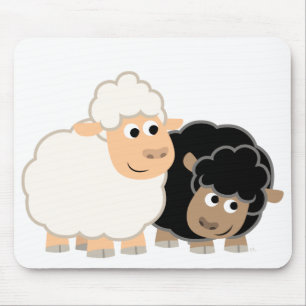 Tapis De Souris Deux mignons moutons caricaturés Mousepad