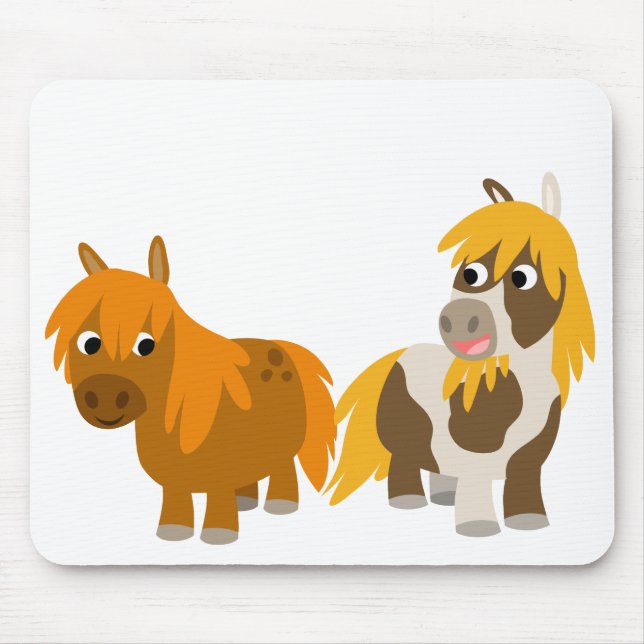Tapis De Souris Deux mignons poneys cartonnants mousepad (Devant)