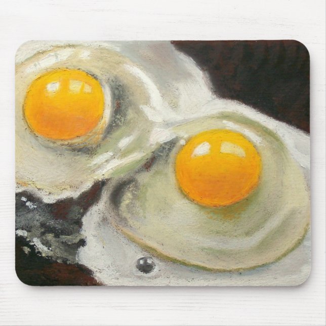 Tapis De Souris Deux oeufs crus : Peinture en pastel d'huile de (Devant)