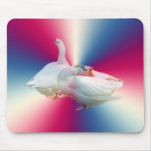 Tapis De Souris deux oies blanches en arrière-plan soigné.