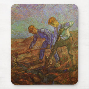 Tapis De Souris Deux paysans creusant par Vincent van Gogh