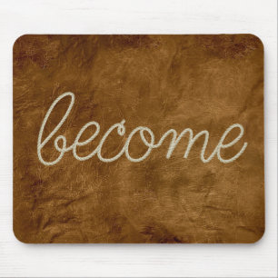 Tapis De Souris DEVENEZ Corde Texte sur Cuir Brun