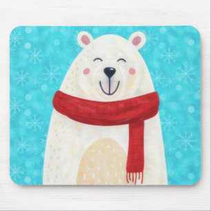Tapis de souris d'hiver ours polaire mignon