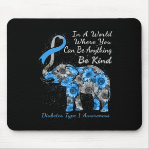 Tapis De Souris Diabète Type 1 Sensibilisation Tournesol éléphant