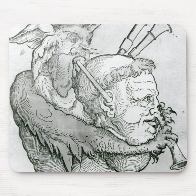Tapis De Souris Diable jouant la tête de l'homme comme saxophone, (Devant)