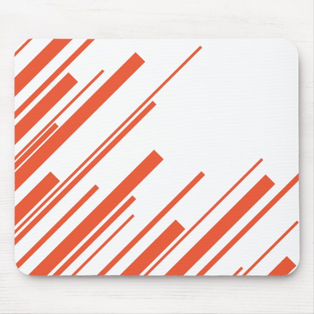 Tapis De Souris Diagonales en orange et blanc (Devant)