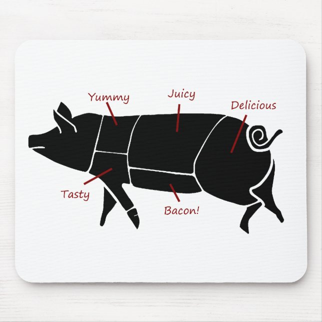 Tapis De Souris Diagramme de diagramme drôle de boucher de porc (Devant)