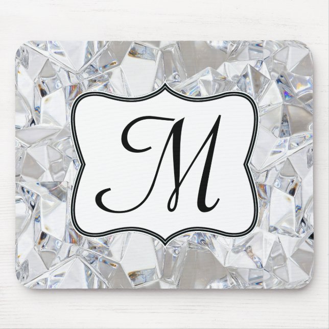 Tapis De Souris Diamant Cristal Monogramme de la souris initiale P (Devant)