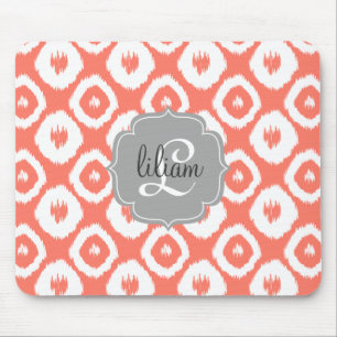 Tapis De Souris Diamants de corail chics modernes d'Ikat