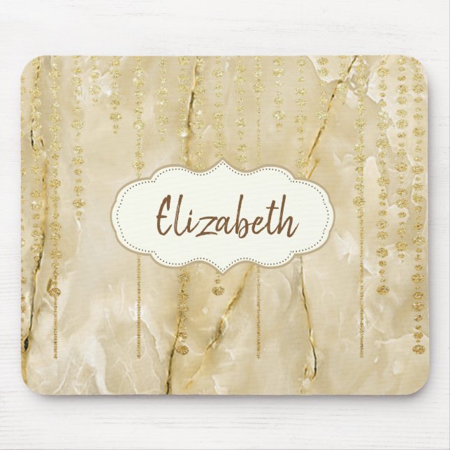 Tapis De Souris Diamants d'or adorables, Marbre - Personnalisé (Devant)