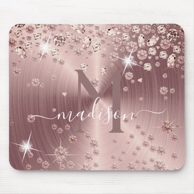 Tapis De Souris Diamants d'or rose - Personnalisé (Devant)