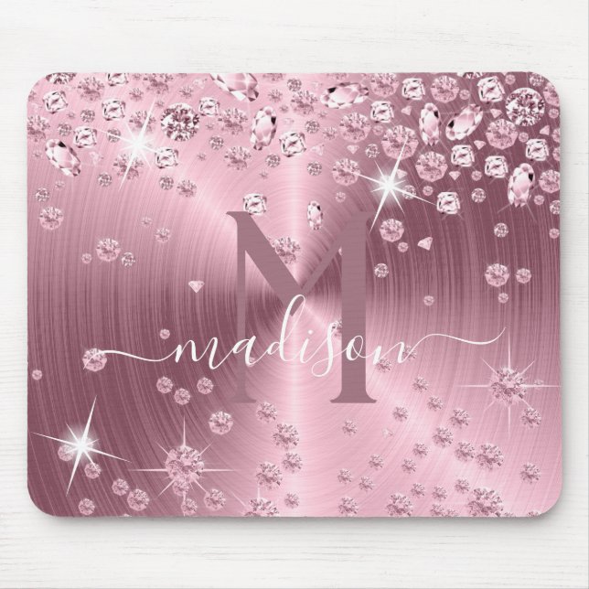 Tapis De Souris Diamants Mauve Rose - Personnalisé (Devant)