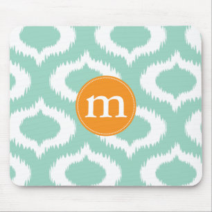 Tapis De Souris Diamants modernes d'Ikat de turquoise d'Aqua