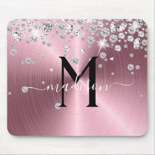 Tapis De Souris Diamants roses et blancs - Personnalisé