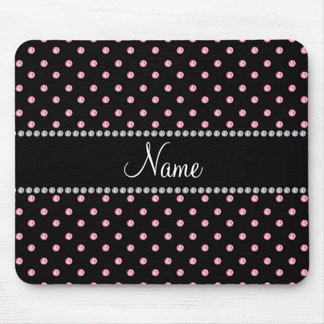 Tapis De Souris Diamants roses noirs nommés personnalisés (Devant)