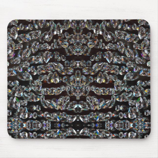 Tapis De Souris Diamond brillant motif élégant argent noir (Devant)