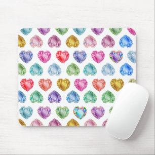 Tapis De Souris Diamond Heart Aquarelle Motif mignon Pastel Girly