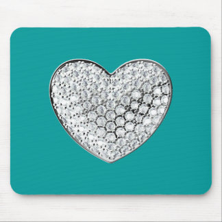 Tapis De Souris Diamond Heart - turquoise bg