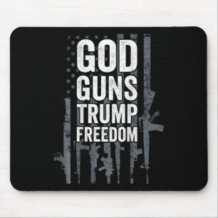 Tapis De Souris Dieu Armes Trump Liberté - Drôle Pro Arme Drapeau