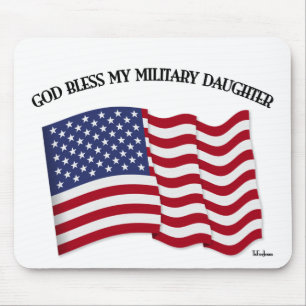 Tapis De Souris DIEU BÉNISSE MA FILLE MILITAIRE avec drapeau améri