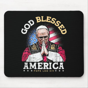 Tapis De Souris Dieu bénit l'Amérique Patriotique fictif Pape Leo