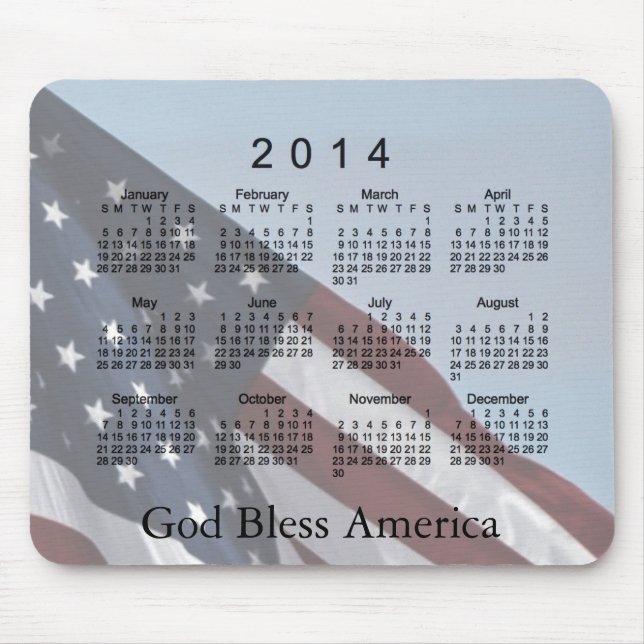 Tapis De Souris Dieu de 2014 calendriers bénissent l'Amérique (Devant)