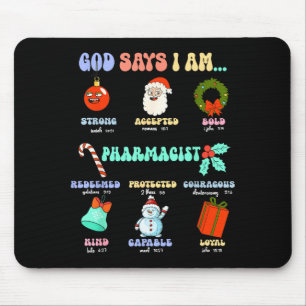 Tapis De Souris Dieu dit que je suis Pharmacien Noël Pharmacie Tec