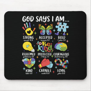 Tapis De Souris Dieu dit que je suis Soyez gentil Autism Awareness