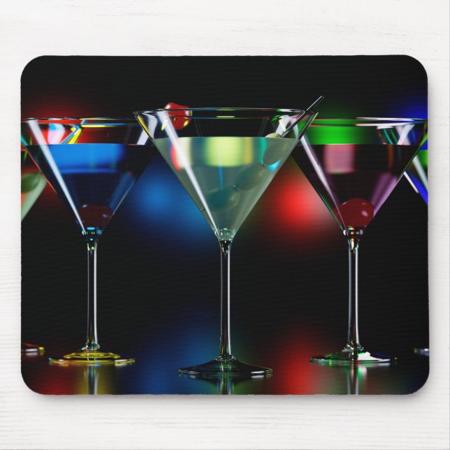 Tapis De Souris Différents cocktails dans des lunettes à martini é (Devant)