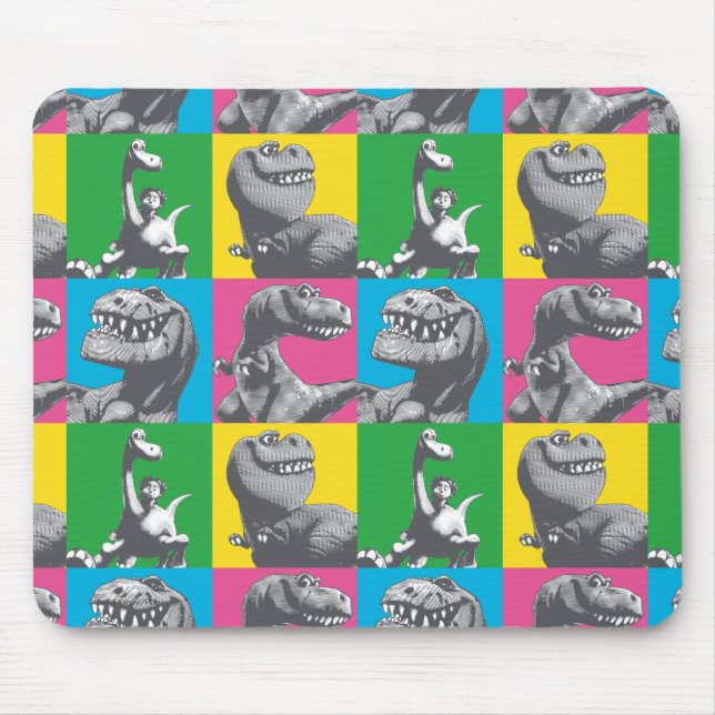 Tapis De Souris Dino Silhouette Quatre Carrés (Devant)